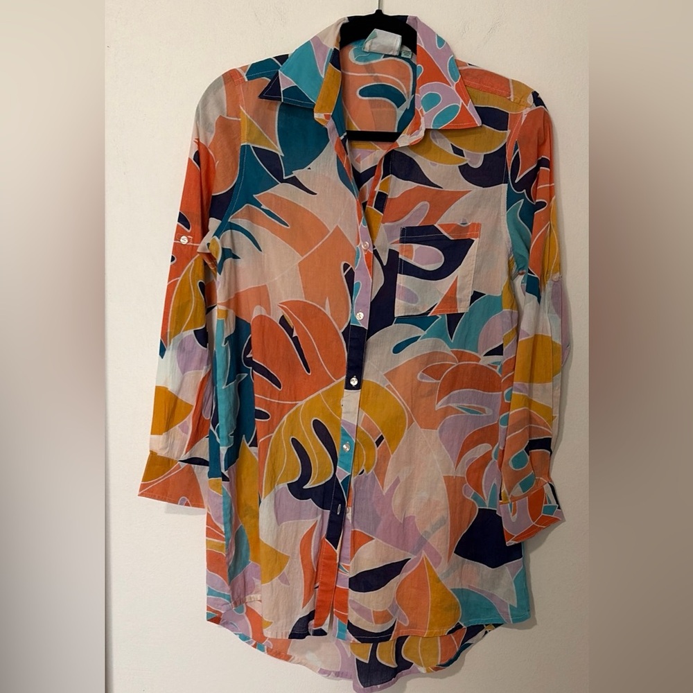 True Destinations Summer Lightweight Colorful Tropical Women's Tunic size XS